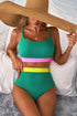 Contrast Band High Rise Scoop Neck Bikini Set