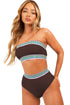 Contrast Banding Tube Bikini High Waist 2pcs Swimsuit