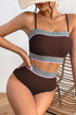 Contrast Banding Tube Bikini High Waist 2pcs Swimsuit