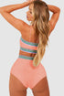 Contrast Banding Tube Bikini High Waist 2pcs Swimsuit