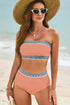 Contrast Banding Tube Bikini High Waist 2pcs Swimsuit