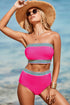 Contrast Banding Tube Bikini High Waist 2pcs Swimsuit