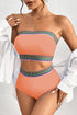 Contrast Banding Tube Bikini High Waist 2pcs Swimsuit