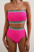 Contrast Banding Tube Bikini High Waist 2pcs Swimsuit