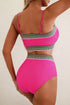 Contrast Banding Tube Bikini High Waist 2pcs Swimsuit