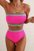Contrast Banding Tube Bikini High Waist 2pcs Swimsuit