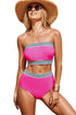 Contrast Banding Tube Bikini High Waist 2pcs Swimsuit
