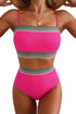 Contrast Banding Tube Bikini High Waist 2pcs Swimsuit