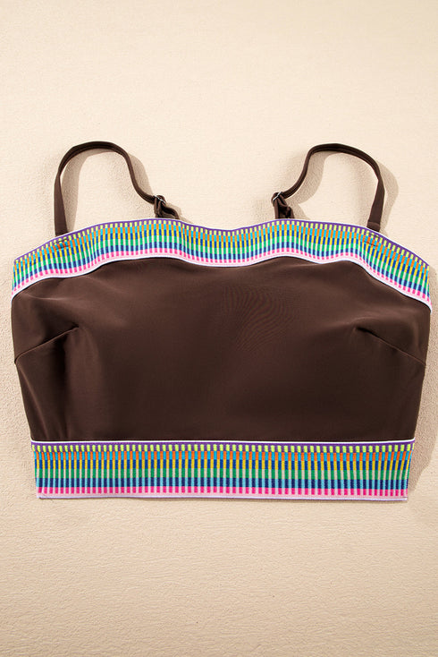 Contrast Banding Tube Bikini High Waist 2pcs Swimsuit