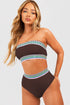 Contrast Banding Tube Bikini High Waist 2pcs Swimsuit