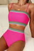 Contrast Banding Tube Bikini High Waist 2pcs Swimsuit