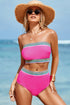 Contrast Banding Tube Bikini High Waist 2pcs Swimsuit