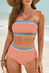 Contrast Banding Tube Bikini High Waist 2pcs Swimsuit