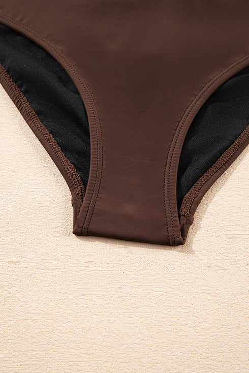 Contrast Banding Tube Bikini High Waist 2pcs Swimsuit