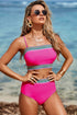 Contrast Banding Tube Bikini High Waist 2pcs Swimsuit