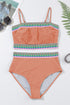 Contrast Banding Tube Bikini High Waist 2pcs Swimsuit