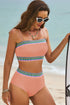 Contrast Banding Tube Bikini High Waist 2pcs Swimsuit