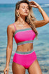 Contrast Banding Tube Bikini High Waist 2pcs Swimsuit