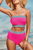 Contrast Banding Tube Bikini High Waist 2pcs Swimsuit