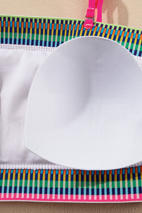 Contrast Banding Tube Bikini High Waist 2pcs Swimsuit