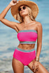 Contrast Banding Tube Bikini High Waist 2pcs Swimsuit