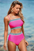 Contrast Banding Tube Bikini High Waist 2pcs Swimsuit