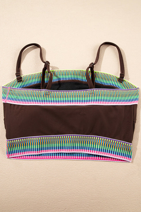 Contrast Banding Tube Bikini High Waist 2pcs Swimsuit