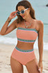Contrast Banding Tube Bikini High Waist 2pcs Swimsuit