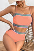 Contrast Banding Tube Bikini High Waist 2pcs Swimsuit