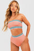 Contrast Banding Tube Bikini High Waist 2pcs Swimsuit