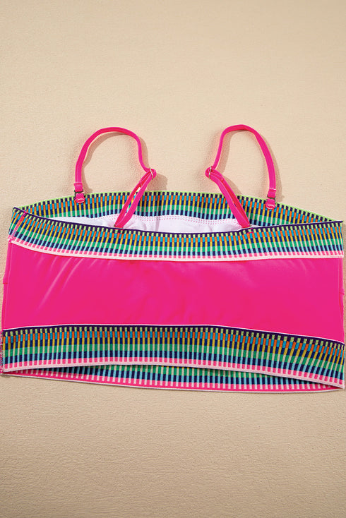 Contrast Banding Tube Bikini High Waist 2pcs Swimsuit