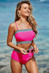 Contrast Banding Tube Bikini High Waist 2pcs Swimsuit
