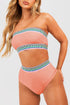 Contrast Banding Tube Bikini High Waist 2pcs Swimsuit