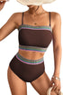 Contrast Banding Tube Bikini High Waist 2pcs Swimsuit