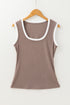 Contrast Binding Ribbed Knit Scoop Neck Tank Top