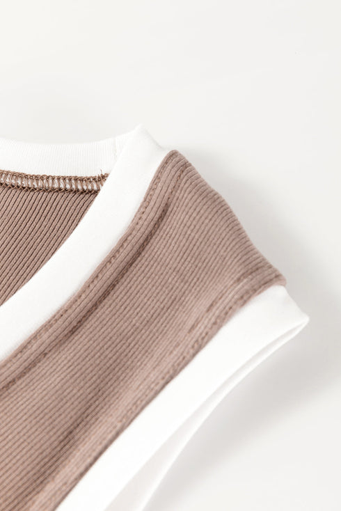 Contrast Binding Ribbed Knit Scoop Neck Tank Top