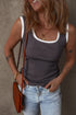 Contrast Binding Ribbed Knit Scoop Neck Tank Top
