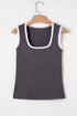 Contrast Binding Ribbed Knit Scoop Neck Tank Top