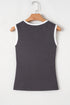 Contrast Binding Ribbed Knit Scoop Neck Tank Top