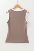 Contrast Binding Ribbed Knit Scoop Neck Tank Top