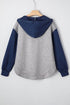 Contrast Block V Neck Curved Hem Hoodie