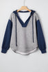 Contrast Block V Neck Curved Hem Hoodie