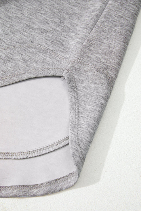 Contrast Block V Neck Curved Hem Hoodie
