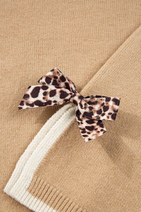 Contrast Bow Sleeve Crew Neck Sweater