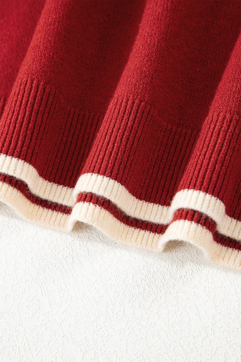 Contrast Bow Sleeve Crew Neck Sweater