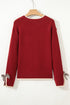 Contrast Bow Sleeve Crew Neck Sweater