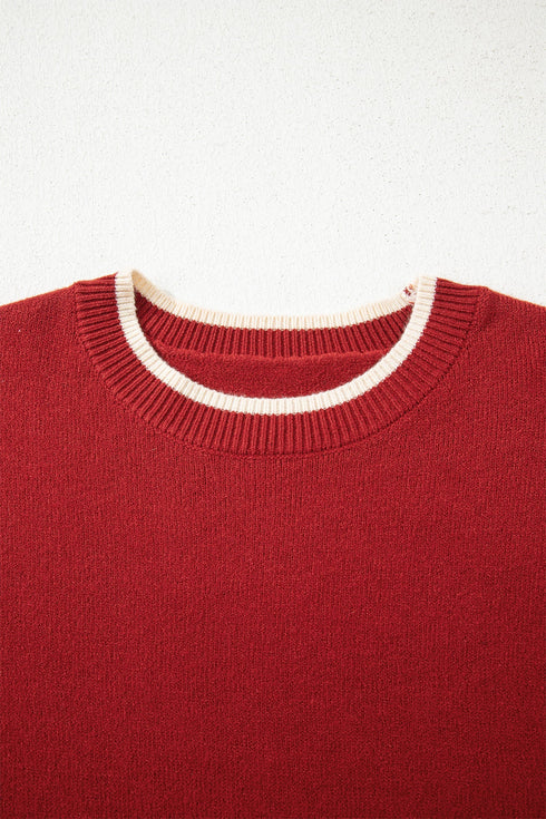 Contrast Bow Sleeve Crew Neck Sweater