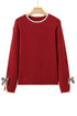 Contrast Bow Sleeve Crew Neck Sweater