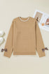 Contrast Bow Sleeve Crew Neck Sweater