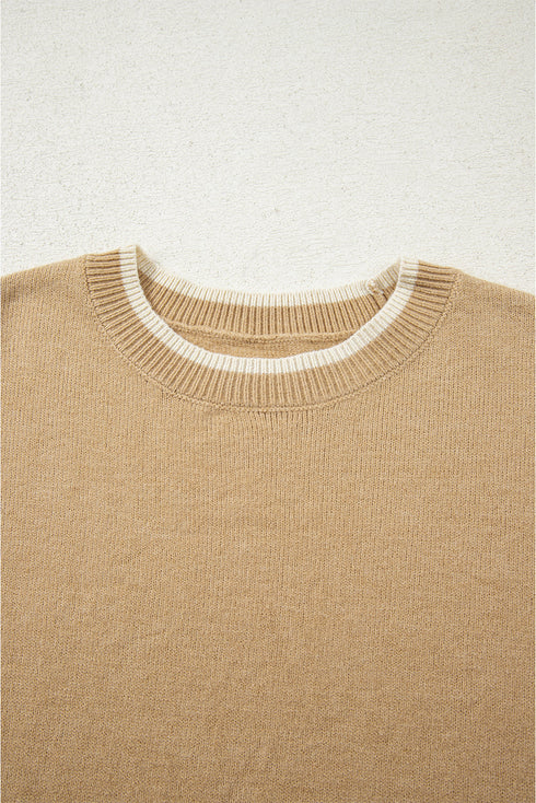 Contrast Bow Sleeve Crew Neck Sweater